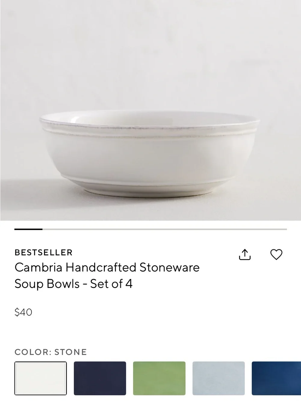 Pottery Barn Cambria Stoneware Soup Bowls - Set of 8